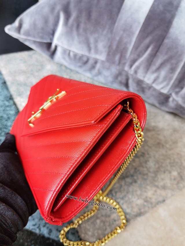 YSL专柜款女包 聖羅蘭經典款MONOGRAM魚子醬原廠皮信封包 YSL肩背斜挎包 377828  jjh1049